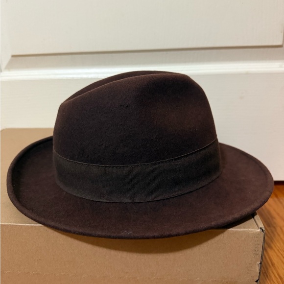 Classic Chocolate Brown Fedora Hat Unisex Size 56 - Picture 6 of 10